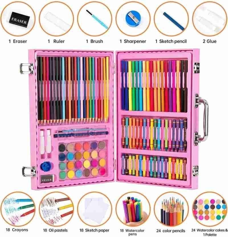 Art & Coloring Kit - Pink Case (98 Pc)