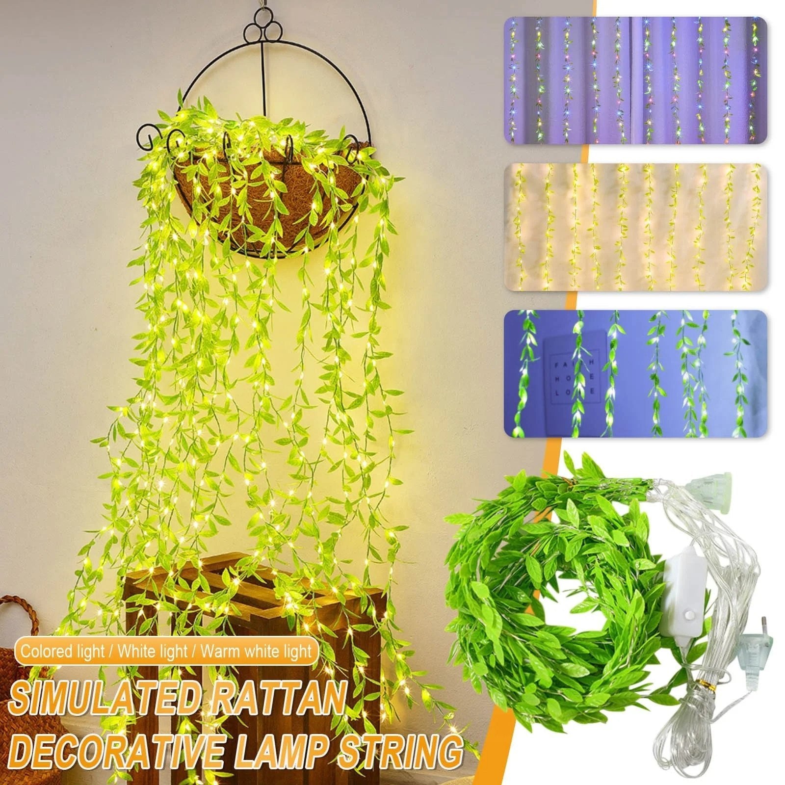 Hanging Leaf Vine Lights (Warm White)